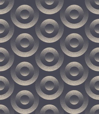 Çemberler 3 boyutlu Yapısal Kusursuz Örneksiz Doku Çalışma Sanatı Soyut Arkaplan. Volumetrik Yuvarlak Şekiller Retro Tasarım Tekstil Tekrarlayan Duvar Kağıdı. Yarım Ton Devamlılığı Geometrik Çizim