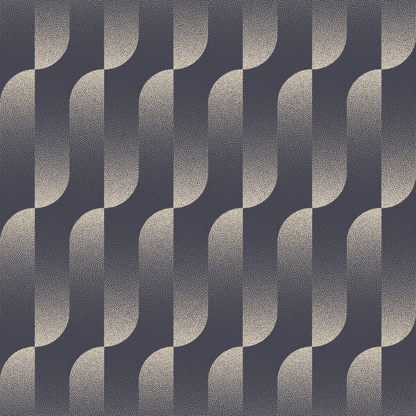 Stylish Fancy Trendy Seamless Pattern Vector Dotwork Luxury Abstract Background. Wavy Motif 1960s 1970s Retro Style Design Textile Print Repetitive Wallpaper. Halftone Continuous Art Illustration