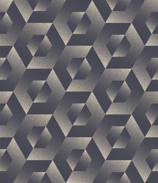ダイナミックジオメトリックシームレスパターントレンドベクトルドットワーク抽象背景 スプリット六角形の角度のグリッド構造のグラフィック デザインの織物のプリント回復壁紙 ハーフトーンループ可能なアートイラスト — ストックベクタ