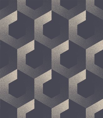 Bal peteği Şebeke Fütüristik Kusursuz Desenli Model Vektör Dot Çalışma Soyut Arkaplan. Altıgen Sonsuz Geometrik Soyutlama. Tekrarlayan Ultra Modern Soluk Gri Duvar Kağıdı. Yarıton Sanat İllüstrasyonu