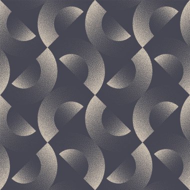 Yarı Çemberler Şekilsiz Desensiz Model Vektör Dot Çalışma Özgeçmişi. Eski moda 1950 'lerin Retro Styled Tekstil Tasarımı Tekrarlayan Duvar Kağıdı. Yarım Tonlu Devamlı Sanat İllüstrasyonu