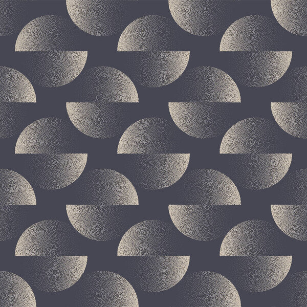 Constructivism Style Seamless Pattern Trend Vector Dot Work Abstract Background. 1950s 1960s Retro Endless Abstraction Textile Design. Half Tone Split Circles Art Illustration Boundless Wallpaper