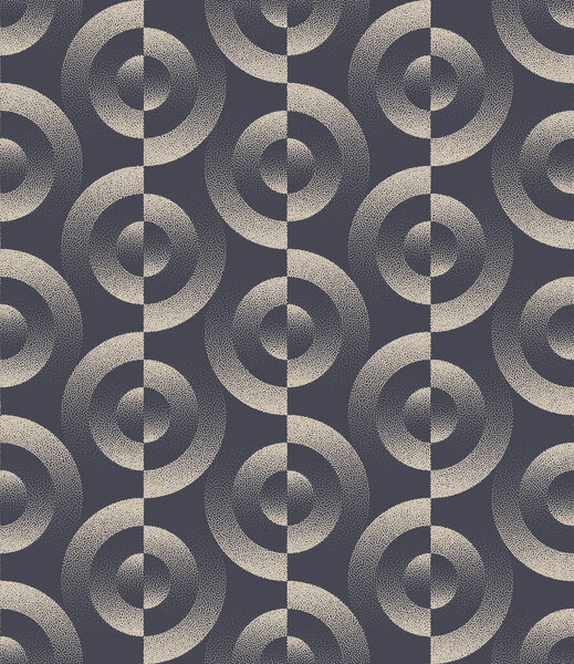 Circles 50s 60s Vogue Seamless Pattern Trend Vector Dot Work Abstract Background. 1950s 1960s Old Fashioned Endless Abstraction Fancy Textile Design Loopable Wallpaper. Half Tone Art Illustration