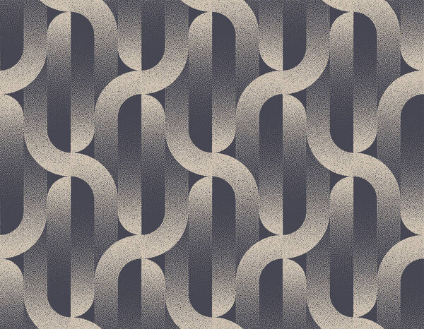 Unique Ornament Retro Style Fancy Seamless Pattern Trendy Abstract Background. 1950s 1960s Vogue Ornamental Endless Abstraction Textile Print Repetitive Wallpaper. Half Tone Fashioned Art Illustration