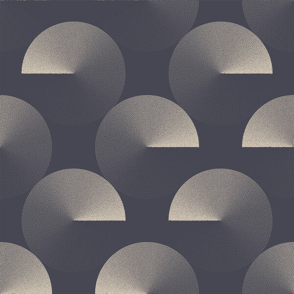 1950s 1960s Bauhaus Graphic Disk Seamless Pattern Trend Vector Abstract Background. 50s 60s 70s Retro Styled Endless Design Trendy Abstraction. Repetitive Dot Work Wallpaper. Halftone Art Illustration