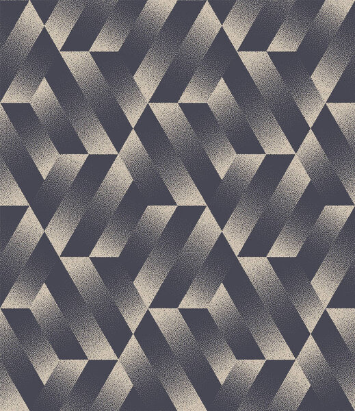 Striped Hexagonal Seamless Pattern Trend Vector Dotwork Abstract Background. Endless Graphic 1950s 1960s 197070s Retro Styled Abstraction. Repetitive Fashionable Wallpaper. Half Tone Art Illustration