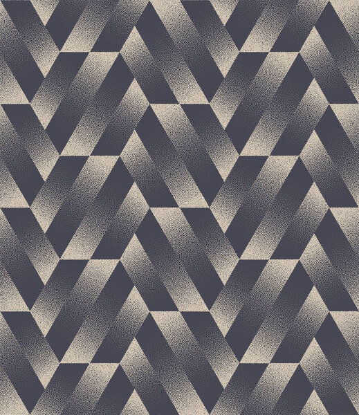 Striped Hexagon Motley Seamless Pattern Trend Vector Dot Work Abstract Background. Retro Styled Graphic Abstraction Textile Print For Cloth. Trendy Repetitive Wallpaper. Halftone Art Illustration