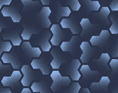 Mavi Arap Tarzı Vektör Kusursuz Desen Eğilimi. Soyut Geometrik Tasarım, Sonsuz Grafiksel Doku Arkaplanı. Tekstil için Yarım Dot Yazdırma. Moda Duvar Kağıdı Sanatı. Modern, şık ve çok yönlü.