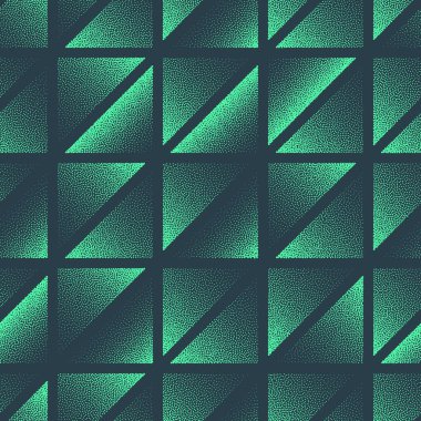 Turkuaz Üçgen Şebeke Kusursuz Desen. Aqua, Emerald, Mint Tones 'daki Futuristik Teknoloji Mod Yapısı. Soluk Renkli Grafik Sanatı, Duvar Kağıdı, Tekstil, Yazdırma ve Tasarım için Yarıton Gradyanı İdeal.