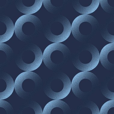 Çemberler Şekilsiz Şekilsiz Koyu Mavi Soyut Arkaplan. Bitmek bilmeyen Grafik Tekrarlayıcı Soyut Duvar Kağıdı Doku Doku Dokuması. Tekstil Yazdırma ve Kumaş için Yarı Ton Sanat İllüstrasyonu