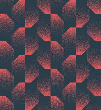 Sekizgen Vektör Kusursuz Desensiz Moda Kıpkırmızı Soyut Özgeçmiş Bölümü. Vogue Moda Tekstili için Yarım Tonluk Sanat İllüstrasyonu. Tekrarlanan Grafiksel Soyut Duvar Kağıdı Doku Çalışması