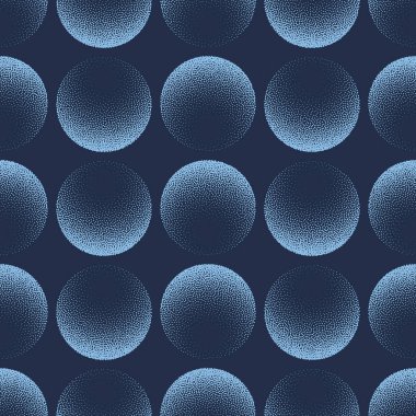 Küre Şebekesi Stili Kusursuz Model Trend Vektörü Mavi Soyut Arkaplan. Tekstil Baskısı için Modern Yarım Tonlu Sanat İllüstrasyonu. Bitmeyen Grafik Tekrarlayıcı Soyut Duvar Kağıdı Doku Çalışması