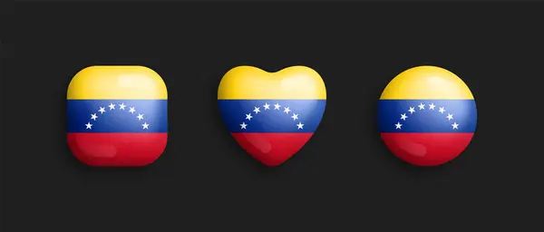 Venezuela Official National Flag Vector Ícones Brilhantes Praça Arredondada Coração Ilustração De Bancos De Imagens