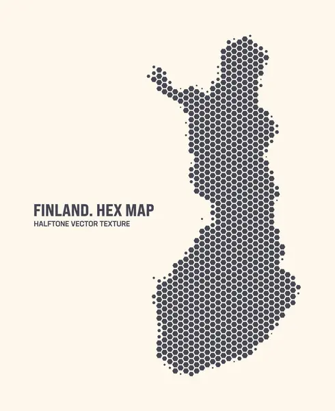 Finlande Carte Vectorielle Modèle Hexagonal Demi Ton Isolé Sur Fond — Image vectorielle