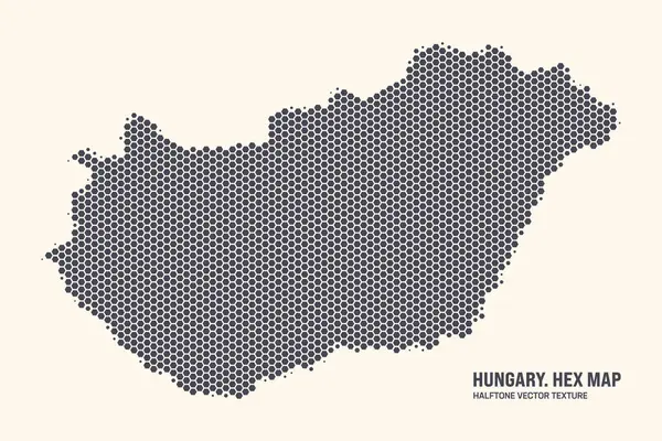 Hongrie Carte Vectorielle Hexagonale Motif Demi Ton Isolé Sur Fond — Image vectorielle