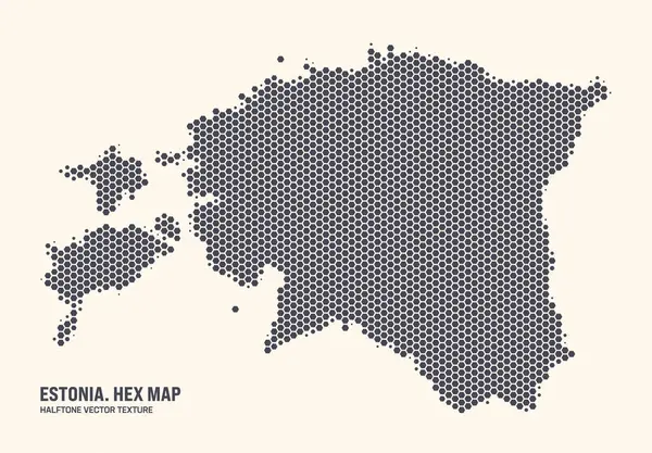 爱沙尼亚对光背景下的矢量六边形半色调模式进行分离 以爱沙尼亚地图形式出现的Hex纹理 爱沙尼亚用于设计或商业项目的现代技术线路图 免版税图库插图