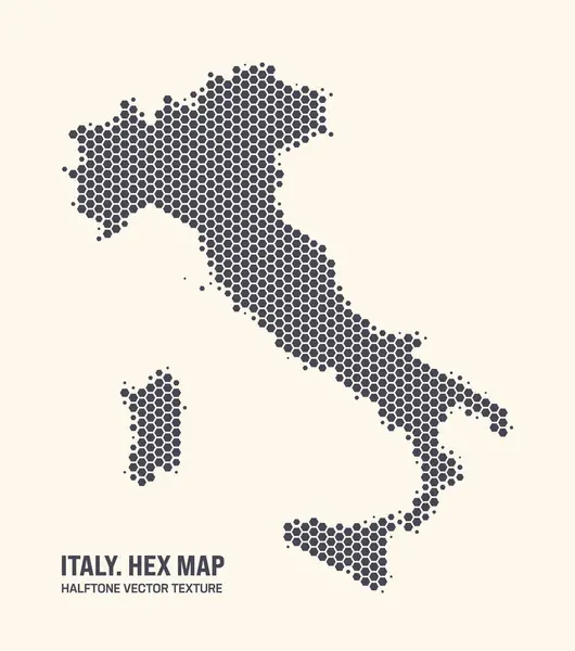 Italien Karta Vektor Hexagonal Halvton Mönster Isolera Ljus Bakgrund Hex Stockvektor