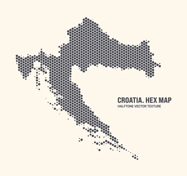クロアチアの地図ベクター六角形のハーフトン パターンは軽い背景で孤立します クロアチアの地図の形をしたヘックステクスチャ デザインまたはビジネスプロジェクトのためのクロアチアの現代技術ツアーマップ ベクターグラフィックス