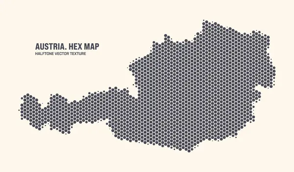 オーストリアの地図ベクター六角形のハーフトン パターンは軽い背景で孤立します オーストリアの地図の形をしたヘックステクスチャ デザインまたはビジネスプロジェクトのためのオーストリアの現代技術ツアーマップ ロイヤリティフリーのストックイラスト