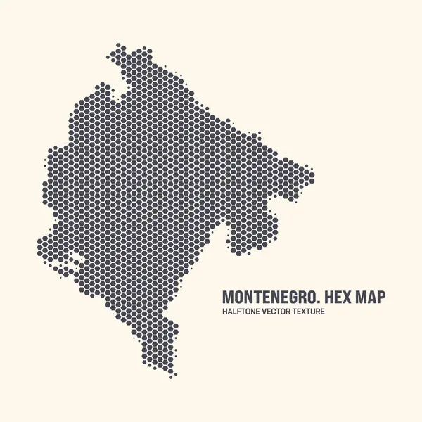 Чорногорія Карта Вектор Шестикутний Напівтоновий Візерунок Ізольований Світлому Тлі Шестикутна Стокова Ілюстрація