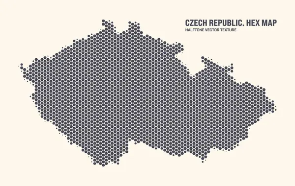 チェコ共和国の地図のベクトル六角形のハーフトン パターンは軽い背景で孤立します チェコの地図の形をした六角形のテクスチャ デザインまたはビジネスプロジェクトのためのチェコの現代技術ツアーマップ ベクターグラフィックス