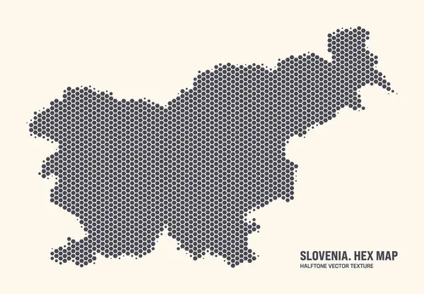 슬로베니아 6각형 Halftone 배경에 슬로베니아의지도의 형태로 텍스처 컨투어 디자인 비즈니스 스톡 일러스트레이션