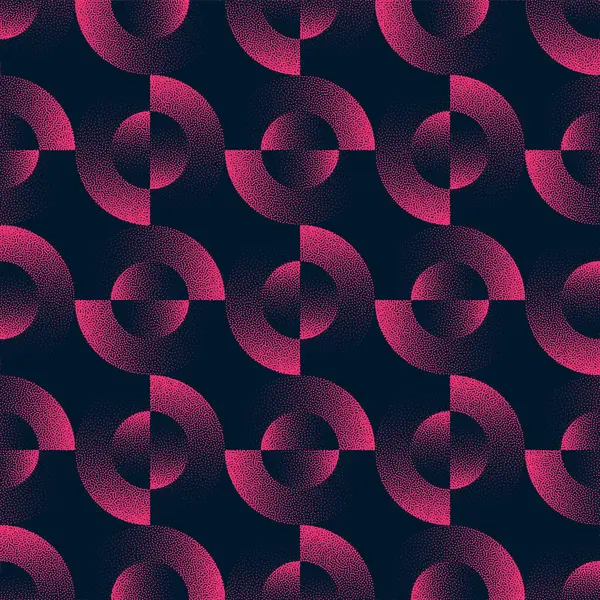 Split Circles Geometric Seamless Pattern Trend Vector Black Purple Abstrakter Stockillustration