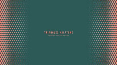 Üçgenler Yarım Düzen Dikey Sınır Vektörü Turuncu Yeşil Soyut Arkaplan. Ultra Modern Minimalist Sanat Yarı Ton Grafik Göz Çekici Duvar Kağıdı. Retro Futuristik Teknoloji Sanat İllüstrasyonu