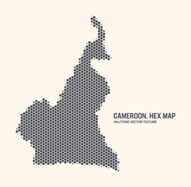 Cameroon Map Vector Hexagonal Halftone Pattern Isolate On Light Background. Hex Texture in the Form of a Map of Cameroon. Modern Technological Contour Map of Cameroon for Design or Business Projects clipart