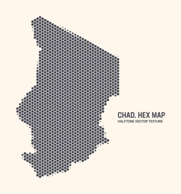 Chad Map Vector Hexagonal Halftone Pattern Isolate On Light Background. Hex Texture in the Form of a Map of Chad. Modern Technological Military Contour Map of Chad for Design or Business Projects clipart