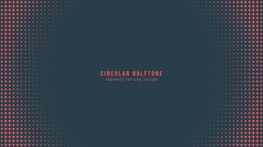 Dairesel Yarıtonlama Deseni Solmuş Yuvarlak Çerçeve Vektörü Kırmızı Renkli Soyut Arkaplan. Mod Minimalist Sanat Yarı Tonlama Acımasızlığı Stili Grafikleri. Retro Futurism Technology Art Illustration