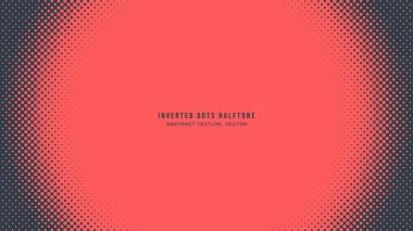 Ters Noktalar Bölünmüş Yarım Düzen Yuvarlak Çerçeve Vektörü Kırmızı Soyut Arkaplan. Yarım Tonlu Grafik Soyutlaması Yuvarlak Soluk Doku. Retro Biçimli Duvar Kağıdı Noktalı Sanat İllüstrasyonu