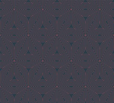 Kırmızı Çizgiler Art Deco Basit Kusursuz Desensiz Desenli Vector Soyut Arkaplan. Dekoratif Geometrik İnce Çizgiler Zarif Boho Tekrarlayan Duvar Kağıdı. Klas Modelleme Retro Sanat İllüstrasyonu