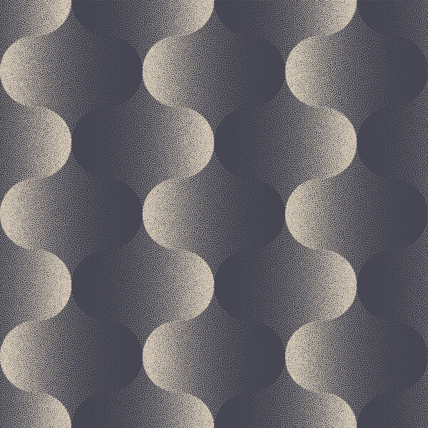 Elegant Wavy Seamless Pattern Trend Dot Work Dynamic Abstract Vector Background. Retro Styled Psychedelic Halftone Art Illustration for Vogue Textile Print. Loopable Spectacular Abstraction Wallpaper