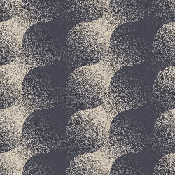 Dynamic Volumetric 3D Seamless Pattern Trend Dot Work Abstract Vector Background. Oblique Wavy Structure Halftone Art Illustration for Textile Print. Loopable Unique Special Abstraction for Wallpaper