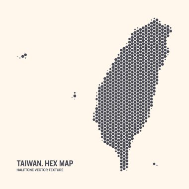 Tayvan Harita Vektörü Altıgen Yarıton Deseni Işık Arkaplanda İzole. Tayvan Haritası 'nın Büyü Dokusunda. Taiwan Tasarım veya İş Projeleri için Modern Teknolojik Katılım Haritası