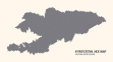 Kırgızistan Harita Vektörü Altıgen Yarıtonlama Düzeni Işık Arkaplanı İzole Edildi. Kırgızistan Haritası 'nda Büyü Dokuları. Kırgızistan Tasarım veya İş Projeleri Mod Teknolojik Katılım Haritası