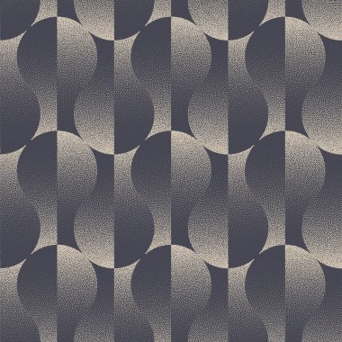 Bölünmüş Yuvarlak Şekiller Kusursuz Desen Eğilimi Noktalama Özet Vektör Arkaplanı. Tekstil Baskısı için Bitmeyen Grafik Yarım Tonlama Retro Biçimli Garip Sanat Çizimi. Döngüsel Grafik Soyutlaması Duvar Kağıdı