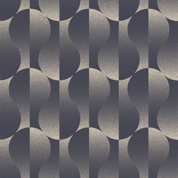 Divided Rounded Shapes Seamless Pattern Trend Dotwork Abstract Vector Background. Endless Graphic Halftone Retro Styled Funky Art Illustration for Textile Print. Loopable Graphic Abstraction Wallpaper