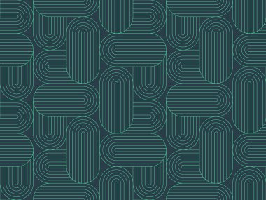 Bauhaus tarzı taslak, kusursuz desensiz taşıyıcı turkuaz soyut arka plan. Moda modası geçmiş doğrusal geometrik klasik sanat deco motif tekrarlayan duvar kâğıdı. Çizgi sanatı sonsuz illüstrasyon