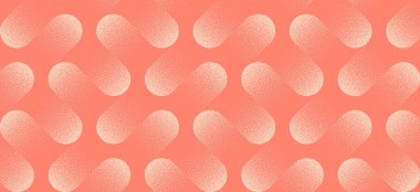 Dinamik mercan arka planında geometrik ritimle düzenlenmiş yumuşak damla şekilleri var. Stil tanecikli benek dokusu bu soyut panoramik vektöre UI sunumları veya duvar kağıtları için mükemmel derinlik ekler