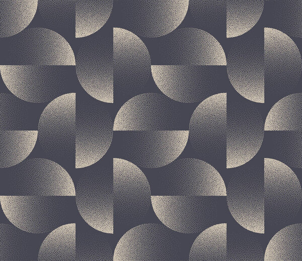 Abstract vector pattern with shifted stipple circles and gradient halftone effect. Seamless dotwork texture with endless layout. Ideal for wallpapers, prints, textiles and fashion-forward design ideas