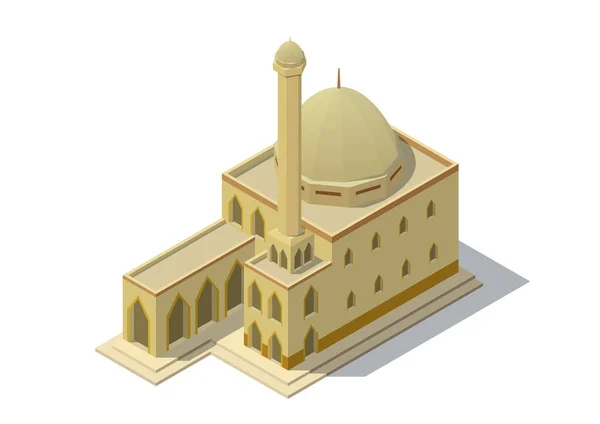 Izometrikus Mecset Épület Elszigetelt Fehér Alapon — Stock Vector