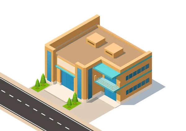 Isometric Icon Representing Modern House Building Vector Graphics