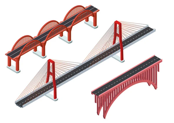 Ensemble Plusieurs Types Isométriques Ponts — Image vectorielle