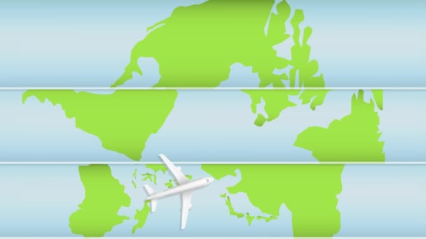 Samolot Latający Mapie Świata — Wideo stockowe