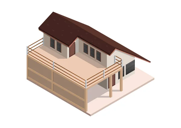 Isometric Modern House Isolated White Background — Stock Vector