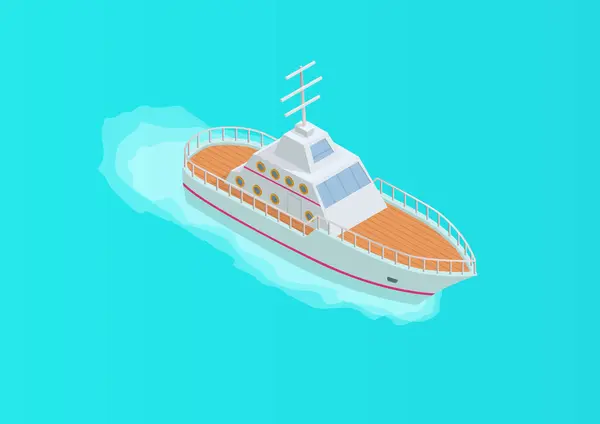 Nave Moderna Yacht Vela Acque Blu Intenso Illustrazioni Stock Royalty Free