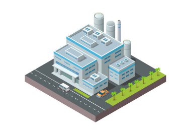 Modern Isometric Sanayi Fabrikası ve Depo Lojistik Binası