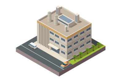 Modern Isometric Sanayi Fabrikası ve Depo Lojistik Binası